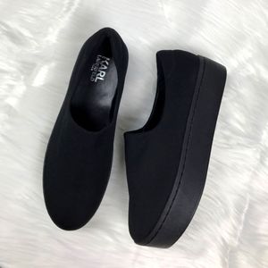 NWOT Karl Lagerfeld Paris Black Platform Slip On Sneaker Shoes